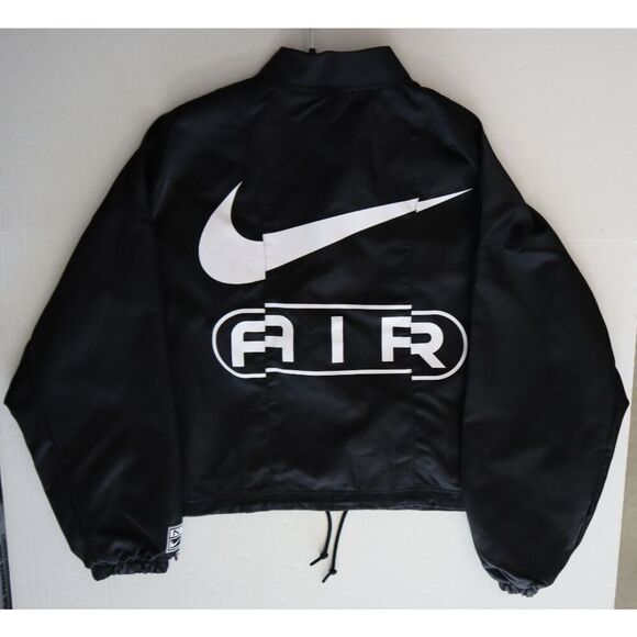 Nike Air FN1908-010 Women's Sz Medium Black Oversized Woven Bomber Jacket - Picture 10 of 10